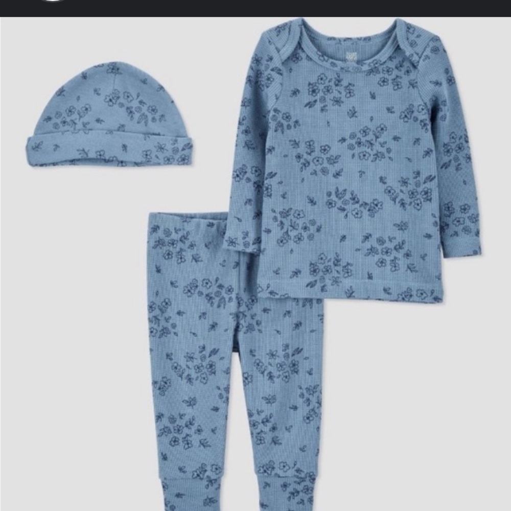 Just One You by Carter's 3pc Baby Set Carter's floral blue waffle-knit size 3M